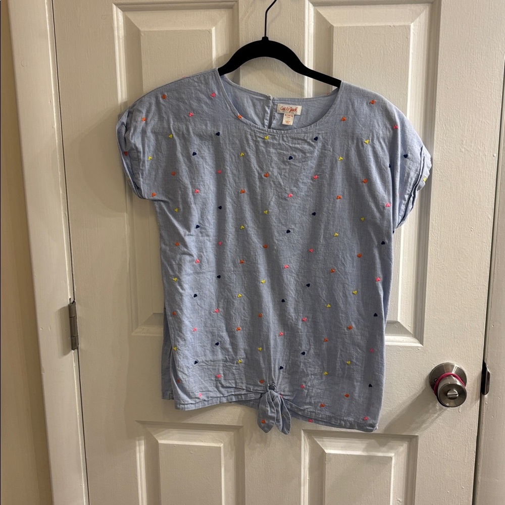 Cat & Jack Blue Top with Heart Embroidery